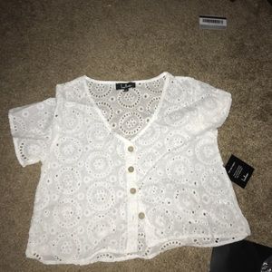 Never Worn Lulus White Eyelet Crop Top Size S
